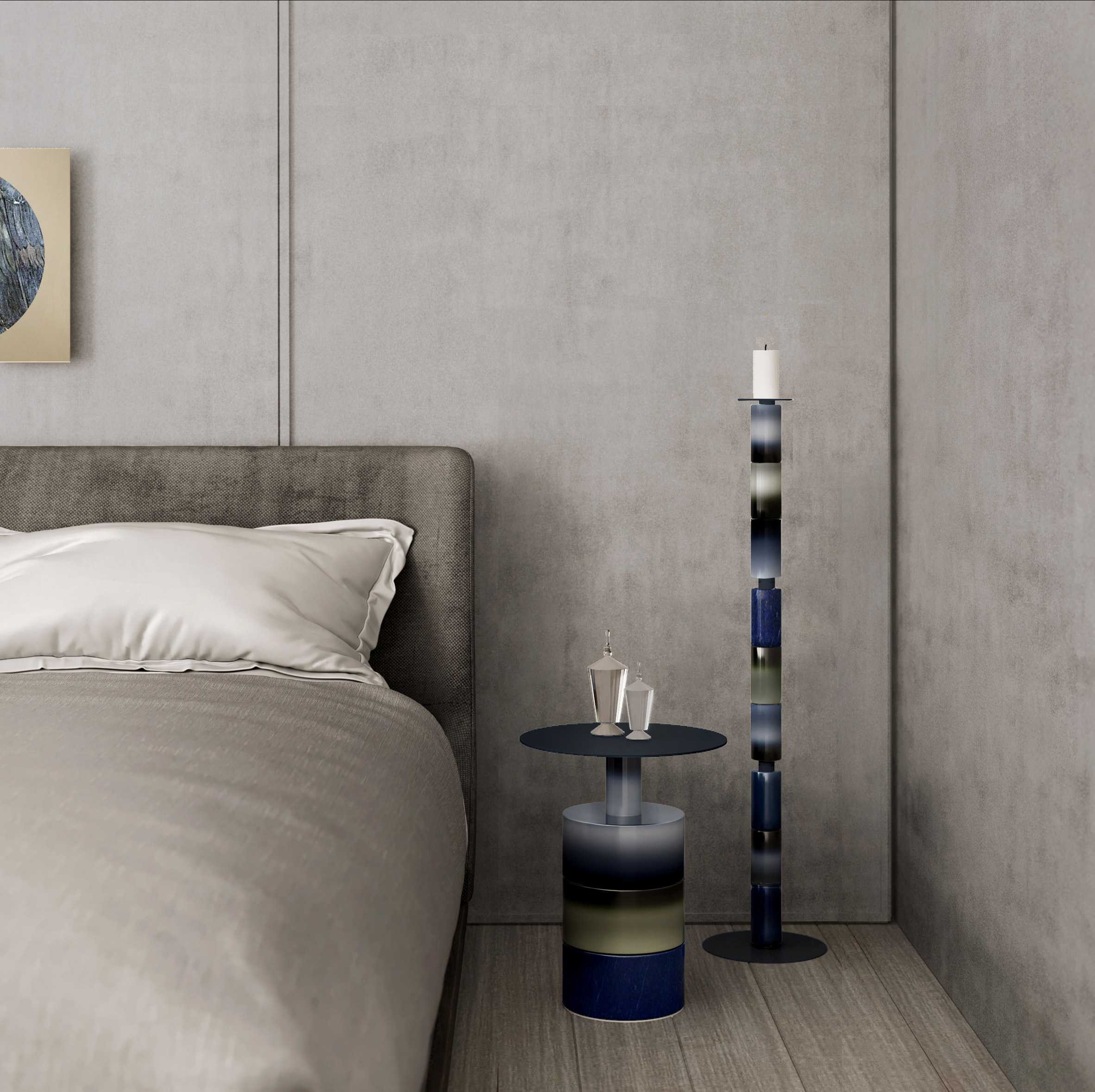 叠放的陶瓷圆柱体以制造脆弱的家具和灯具