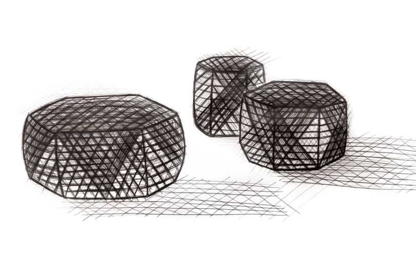 意大利品牌B&B Italia手工编织的Tramae脚凳