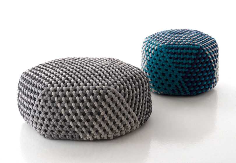 意大利品牌B&B Italia手工编织的Tramae脚凳