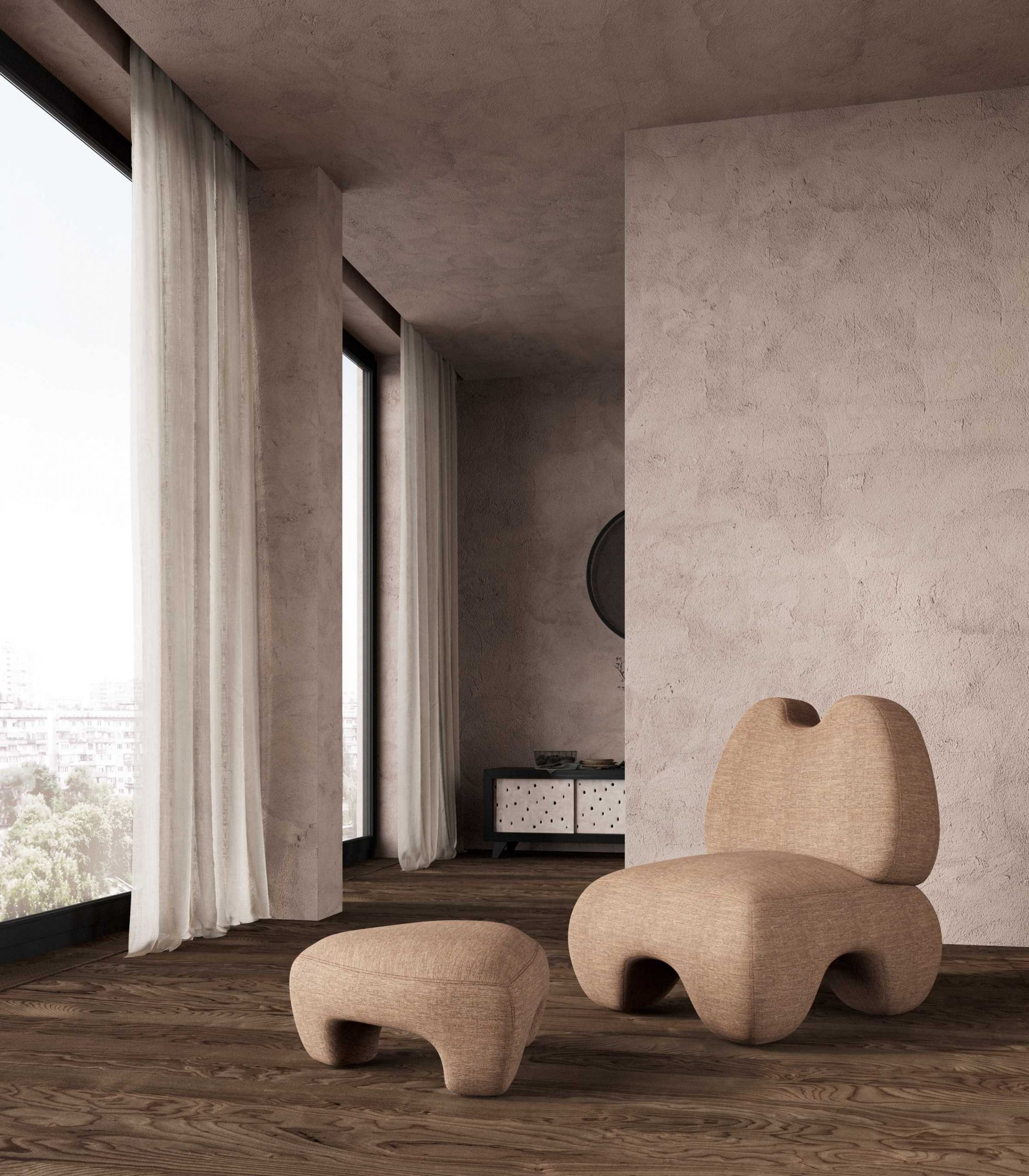 Faina的Domna扶手椅呼应古代女神雕塑的形式