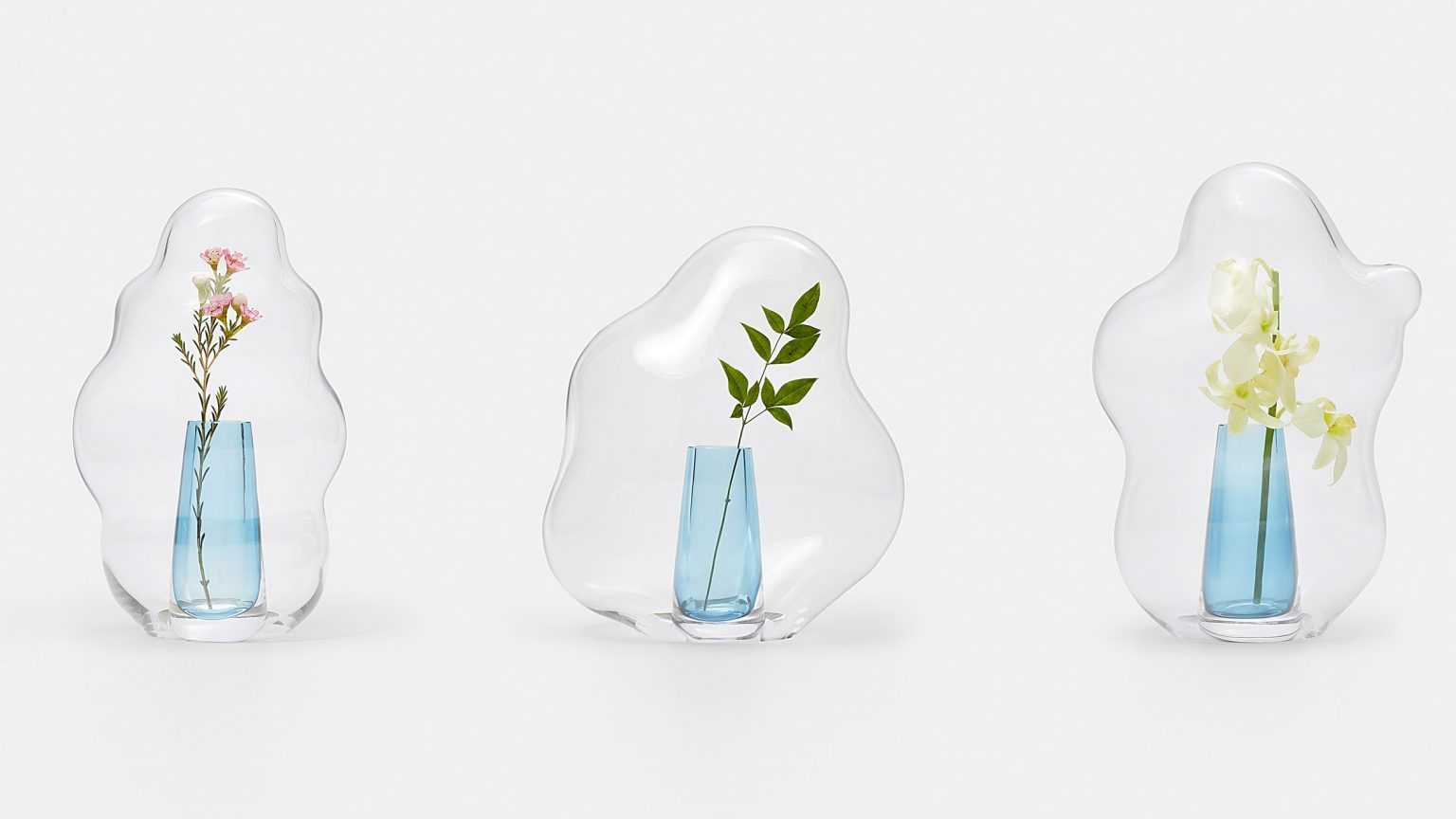 Yuhsien设计了玻璃“花帽”,以泡沫和麻糬为灵感