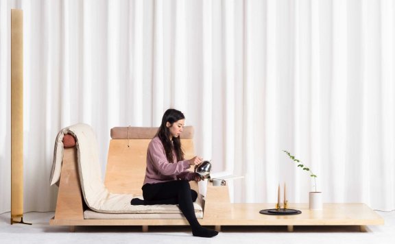 Umé工作室pads Zabuton沙发,使用日本榻榻米地板