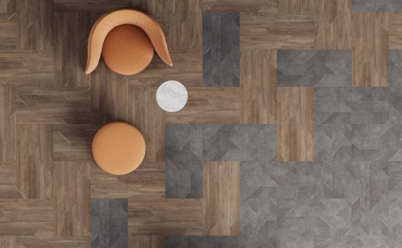 Patcraft的Inset地板系列类似于木材和混凝土